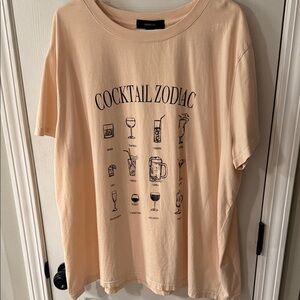 Cocktail Zodiac Graphic Tee - Peach